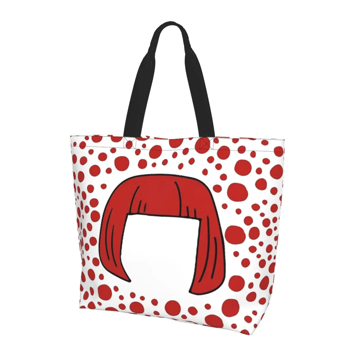 sac main polyester jaune points noirs moderne poche intérieure poignées noires femme pop art