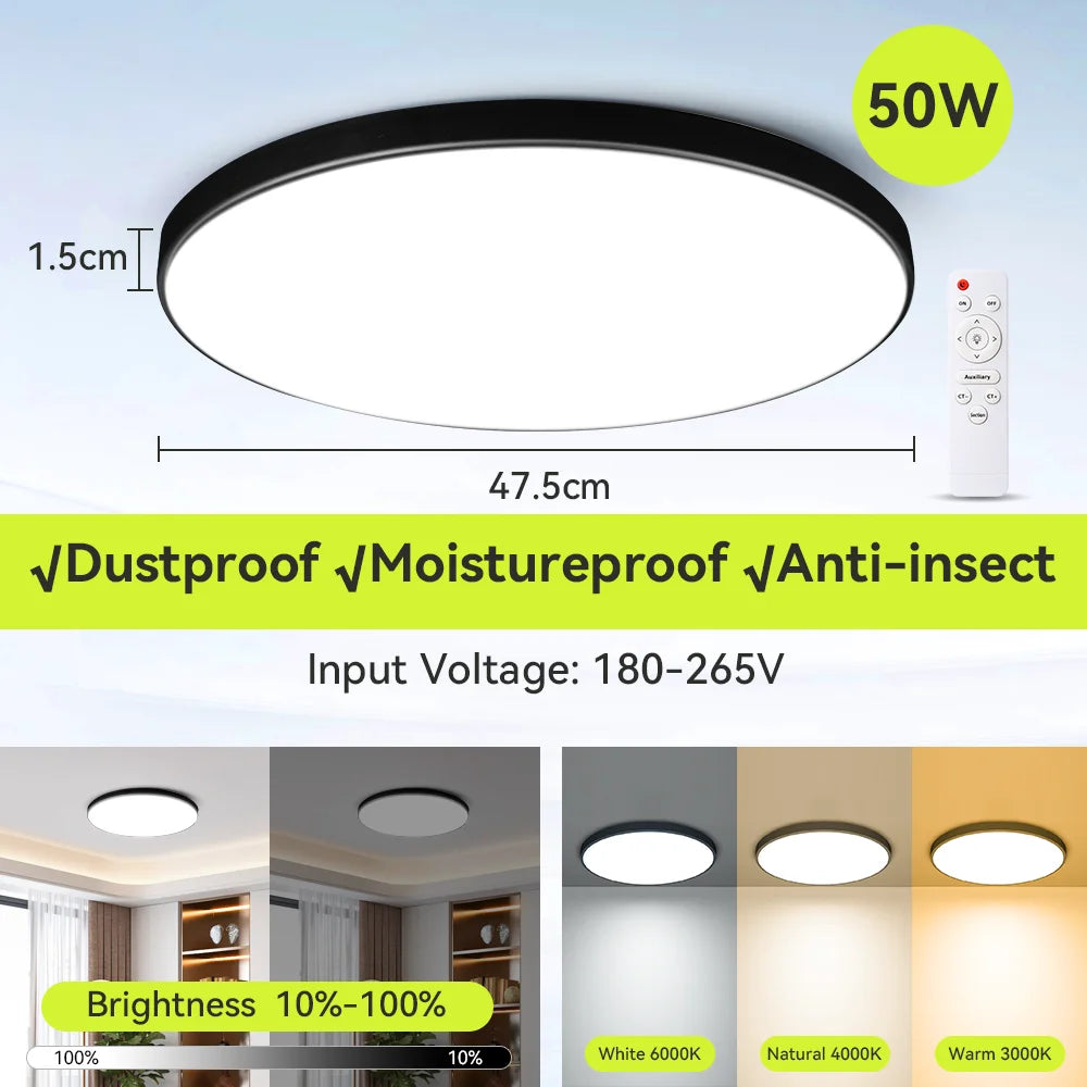 plafonnier intelligent led blanc noir télécommande rgbcw éclairage moderne