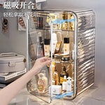 boîte rangement transparente moderne rayures horizontales cosmétiques maquillage parfums imperméable multifonctionnelle