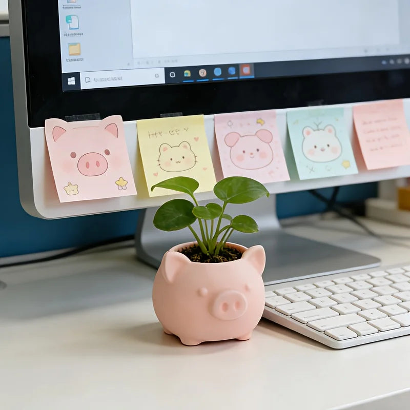 pot fleurs forme cochon rose post it lapins pâques succulentes mignon décoration table balcon