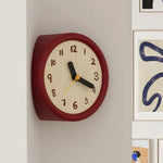 horloge murale moderne abstraite salon aiguille quartz résine rouge numéros blancs aiguilles noires jaune