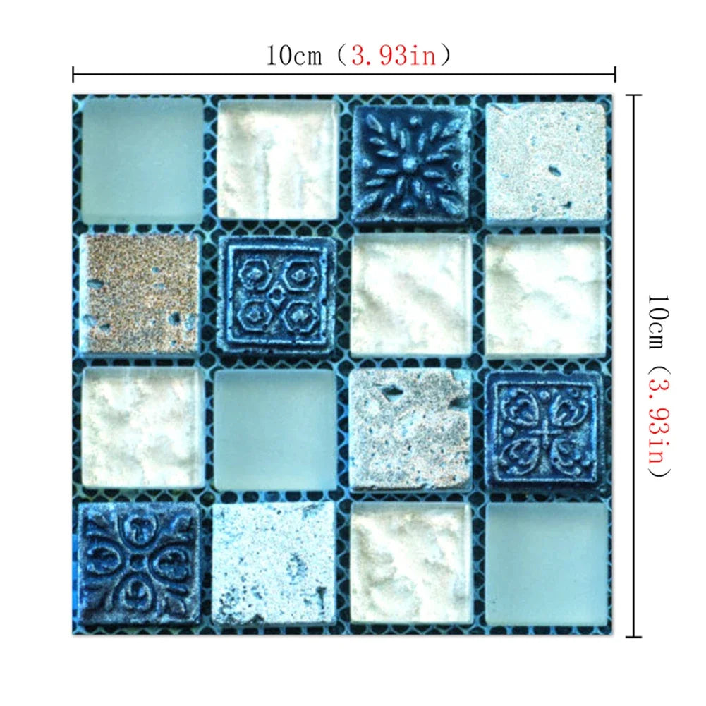 autocollants muraux modernes carreaux bleu blanc doré géométriques adhésifs salle bains cuisine déco
