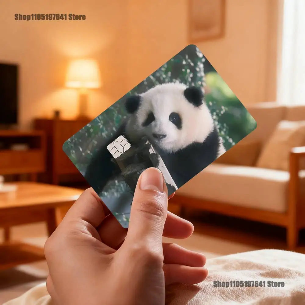 cartes postales panda illustration mignonne verte blanche noire bébé panda bambou fleurs textes pandas