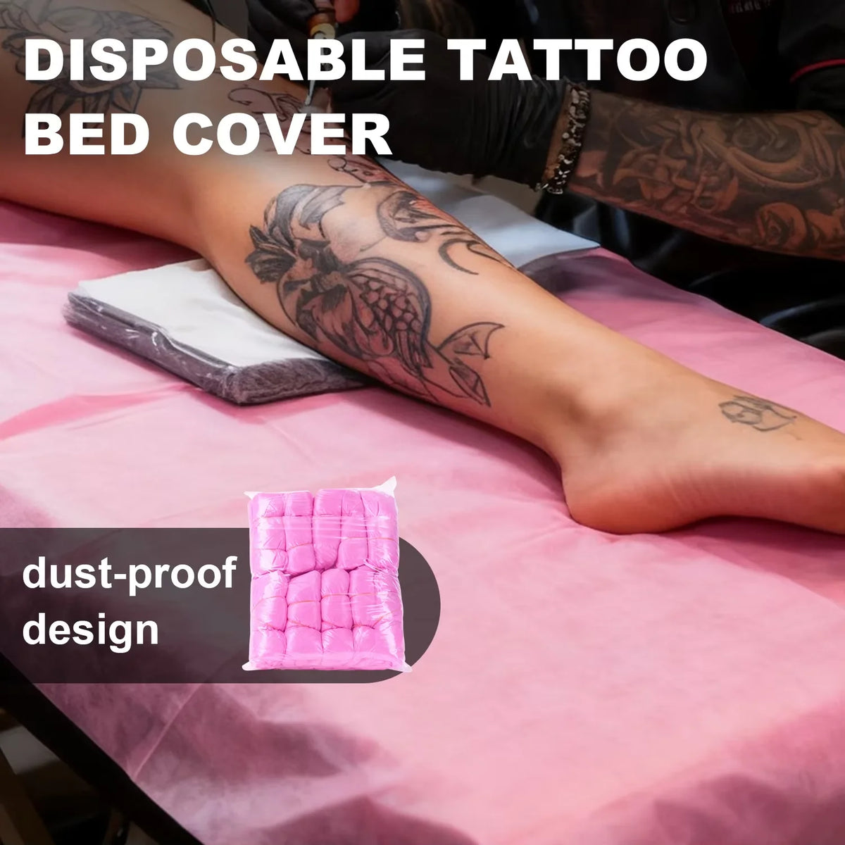 couvre lit jetable rose plissé moderne tatouage spa microblading 10 pièces plastique imperméable