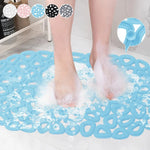 tapis bain moderne bleu clair motifs géométriques alvéolés semi transparent antidérapant respectueux environnement