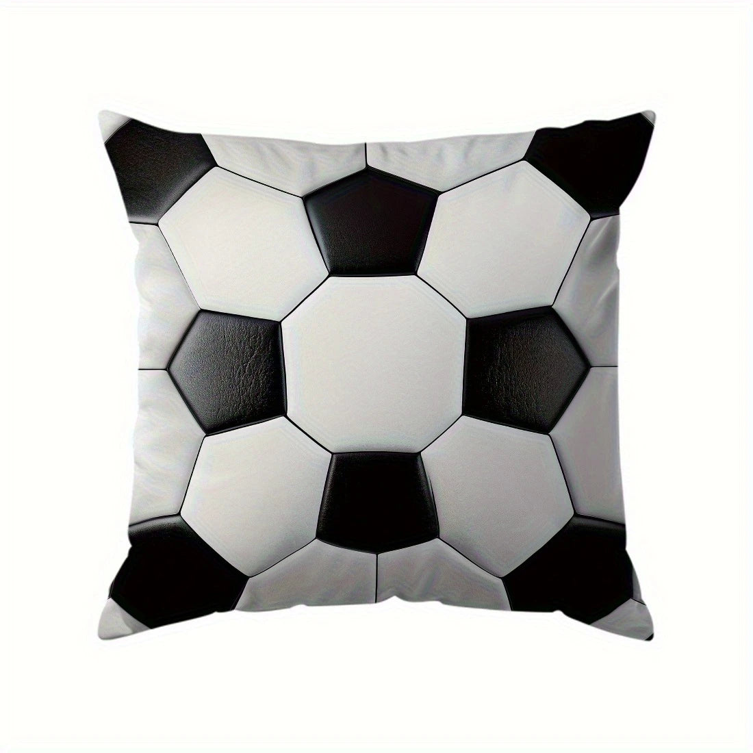 housse coussin motif football noir blanc décor moderne chambre salon lit polyester peachskin 40x40cm