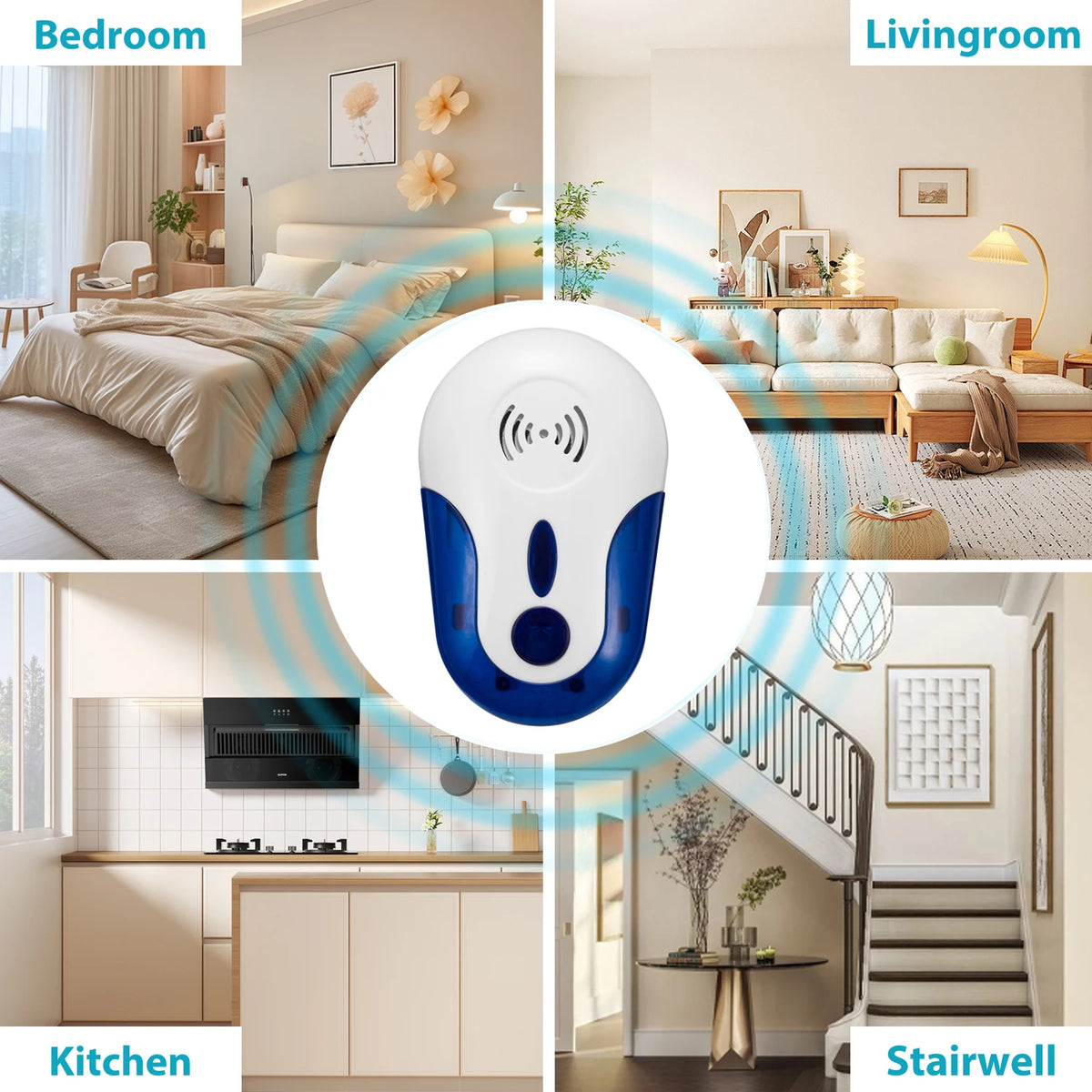 répulsif ultrasonique insectes blanc bleu moderne prise us uk eu 60x105x45 mm