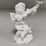 statuette ange blanc instrument classique résine polie décor maison 3.8x3.5x7cm