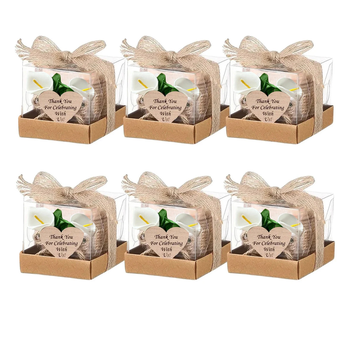 bougies poser blanc motif papier kraft fleurs blanches étiquette cœur rustique mariage remerciement 12