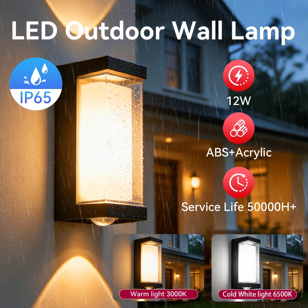 lampe murale extérieure moderne noire fixée ipx4 85265v led an