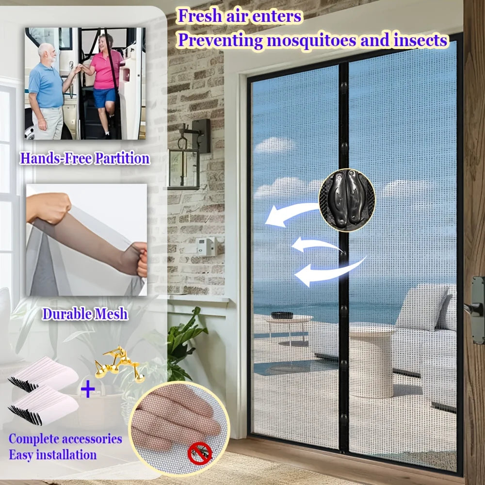 rideau moustiquaire gris clair maille fine anti moustiques adhésif auto fermant moderne chambre balcon
