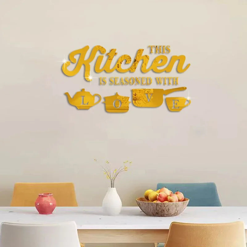 décoration murale stickers argenté doré noir vaisselle LOVE cuisine moderne abstraite