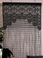 rideau noir dentelle motifs géométriques classique opaque porte vintage