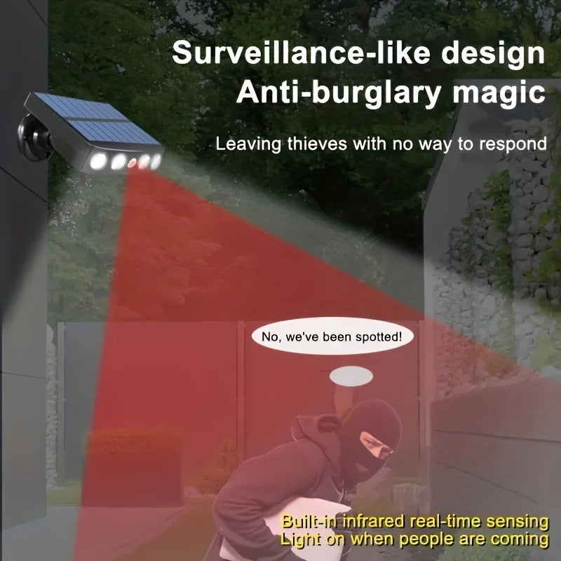 lampe solaire extérieure détecteur mouvement mode nuit moderne surveillance jardin opaque