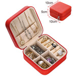 boîte bijoux simili cuir moderne compartiments noir vert rose clair orange fermeture éclair portable