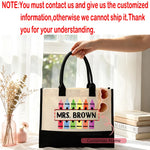 sac main moderne toile crayons colorés textes enseignants blanc noir retour école fête