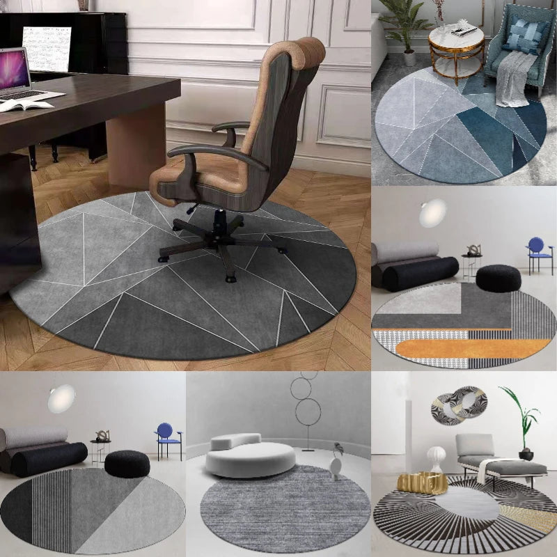 tapis rond moderne minimaliste polygone floral adhésif salon chambre extérieur 40x40cm 80x80cm 120x120cm polyester