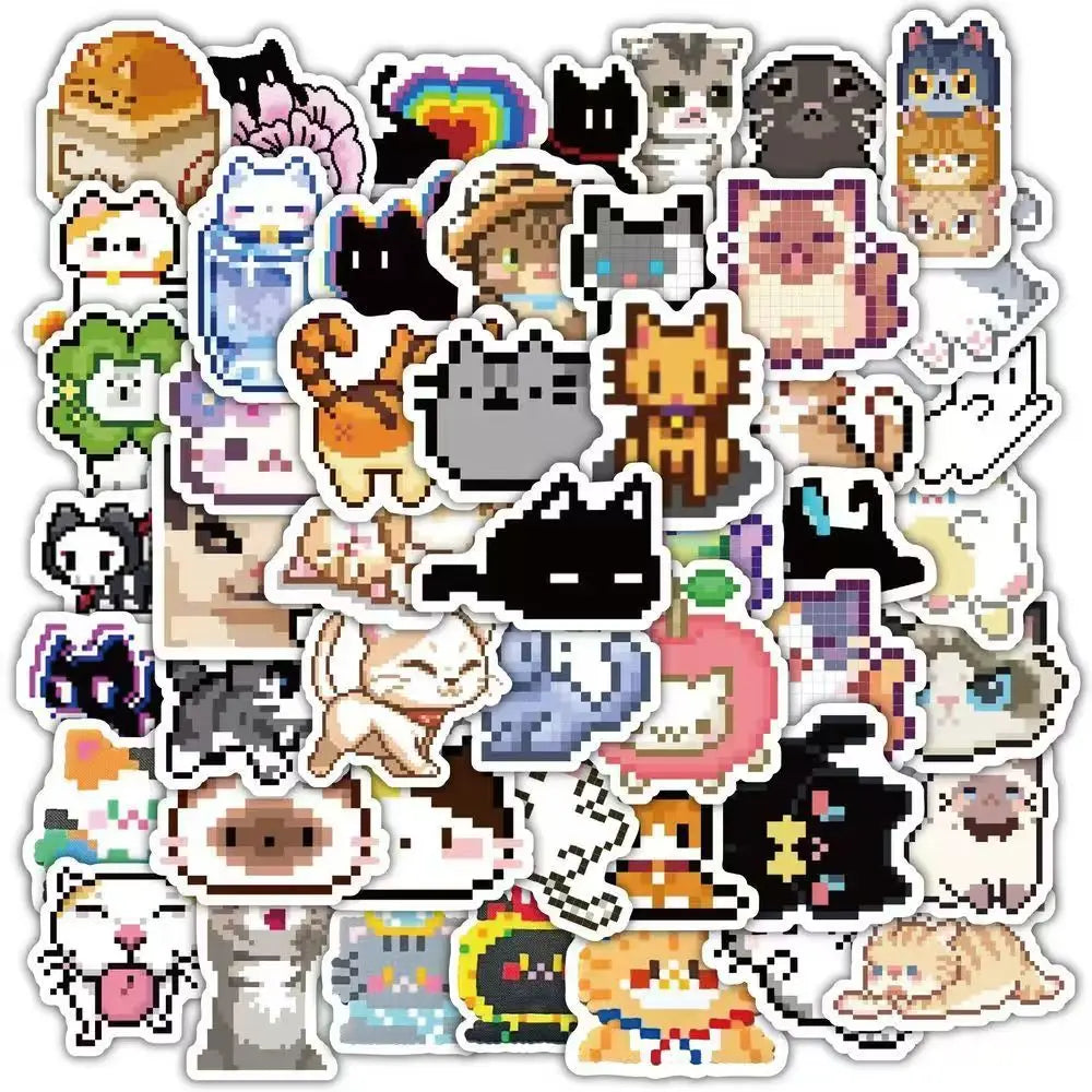 stickers pixel art animaux enfants décoration livres téléphone 100 pièces adhésifs mignon kawaii