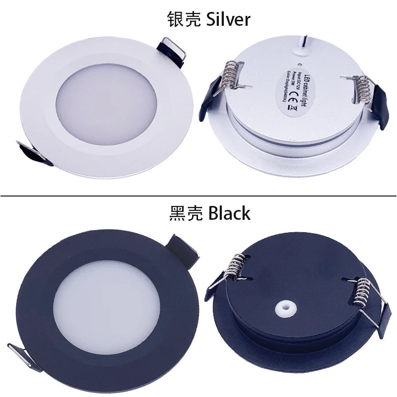 Spot LED argent noir 12V 3W 2m câble clips moderne 69.5mm 15mm