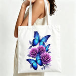 sac main toile papillon rose violette blanc carton poignées