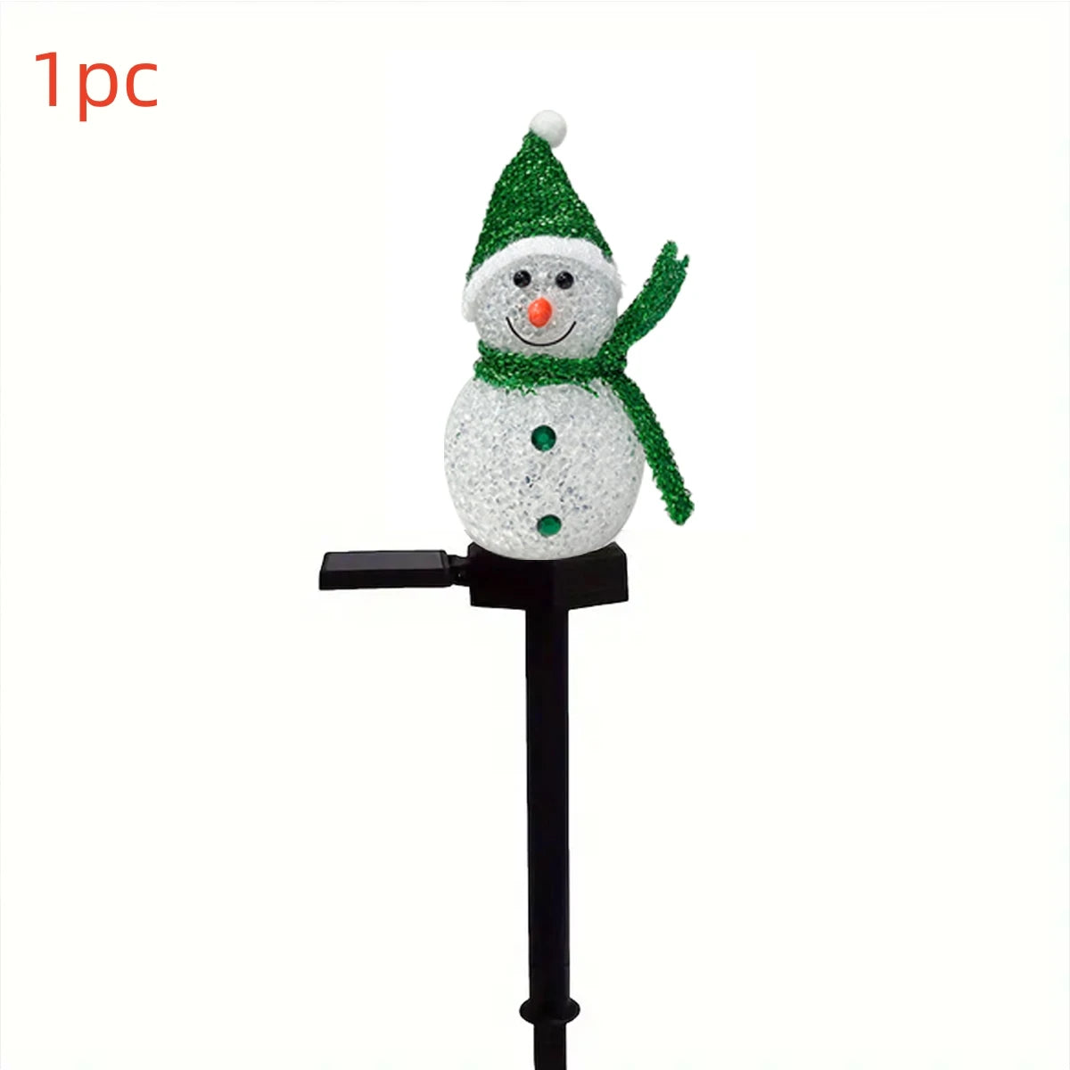 décoration noël bonhomme neige lumineux solaire extérieure intérieure clips glitter festive blanc rouge verte