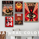 affiches pop art révolutionnaires géorges orwell 1984 graphiques abstrait oeil stylisé rouge noir beige