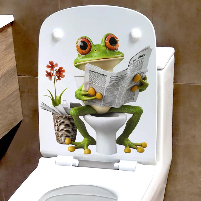 autocollant mural grenouille dessin animé adhésif salle bain décoration maison facile coller enlever vert