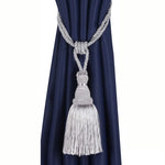 ruban rideau rayures franges bleu marine beige gris rouge vert classique pompons polyester