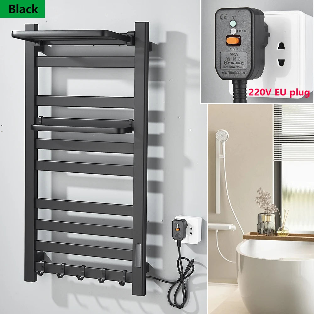 radiateur serviettes électrique acier inoxydable blanc noir moderne thermostatique touchscreen chauffage fibre carbone ipx4