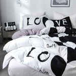 ensemble literie moderne love noir blanc motif géométrique 100 polyester brossé double queen taille
