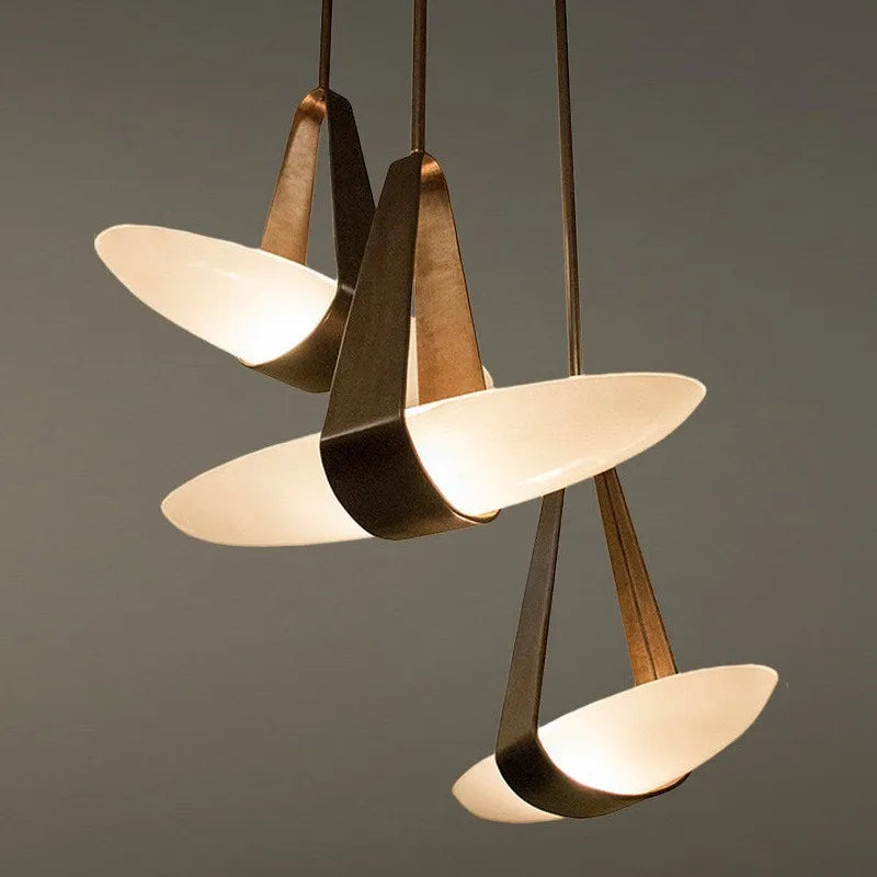 suspension lumineuse contemporaine pierre verre motif organique blanc doré fixation câbles 90 260V