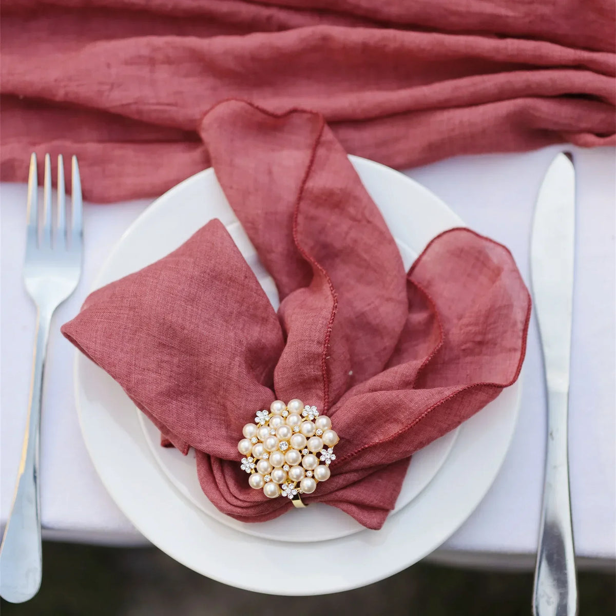 serviettes table bleu rose vert texture lin naturelle classique rustique bord effiloché
