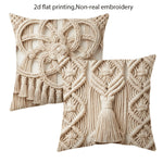 taies d'oreiller boho macramé beige clair franges décoratives maison lit hospitalière polyester peachskin