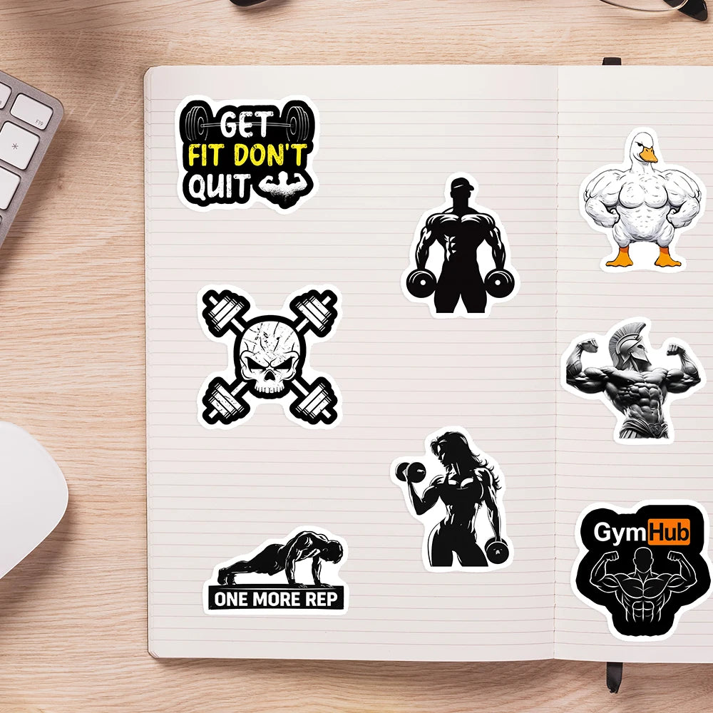 stickers graphiques adhésifs waterproof noir blanc textes animaux fitness agenda journal portable téléphone bouteille