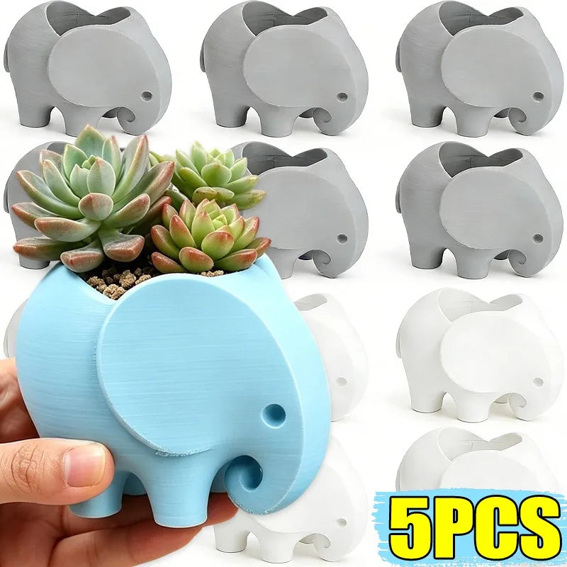 cache pots éléphant bleu gris blanc moderne adhésif decoration intérieure pot fleurs cactus