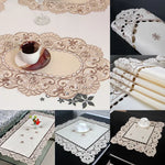 serviettes table brodées florales classiques beige noir réutilisables 40cm 60cm
