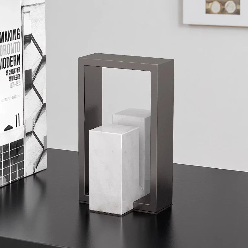porte livres support moderne marbre or gris noir minimaliste geometrique decoration maison erotique