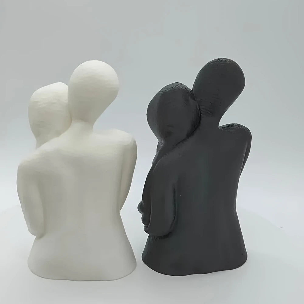 figurines decoratives couple abstrait minimaliste noir blanc rouge texture granuleuse erotique deco chambre