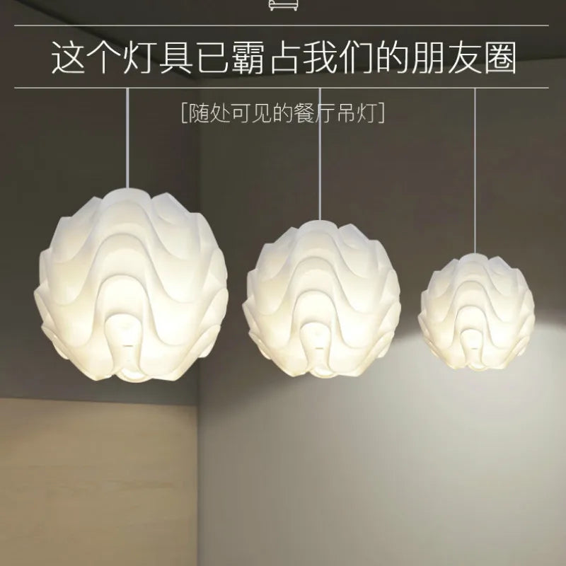 Suspension lumineuse moderne blanche plissée fer opacité câble suspendu led salon