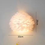 lampe murale moderne plumes blanc doré élégante LED salon chambre minimaliste romantique