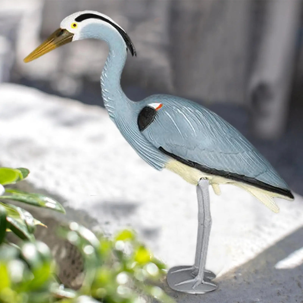 statue heron gris oiseau blanc deco jardin piscine patio exterieur ornement animal réaliste