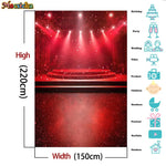 rideau scène rouge étoiles brillant clips anniversaire baby shower moderne glamour photo fondo vinyl