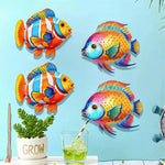 décoration murale plaques poissons colorées artisanal moderne orange bleu blanc vert rose jaune