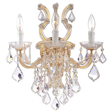 Applique murale LED design clip en cristal doré