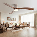 ventilateur moderne lumière led blanc marron moteur dc télécommande salon maison