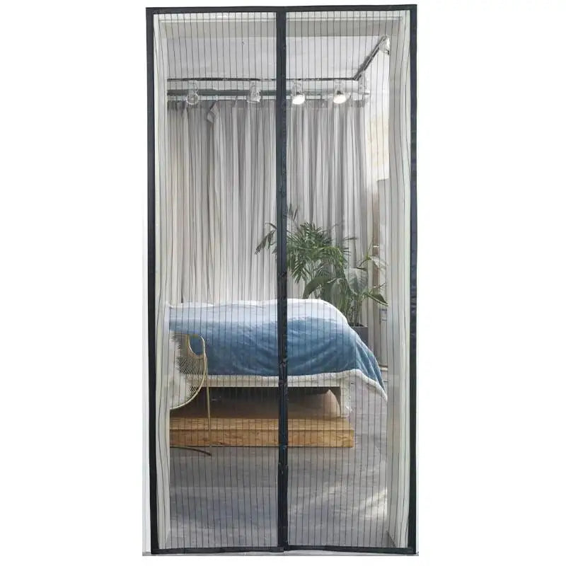rideau porte magnétique noir maille fine 100x210cm moderne sans toile ventilation