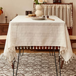 nappe boho chic lin texturé beige clair rayures horizontales extérieur mariage rustic festive