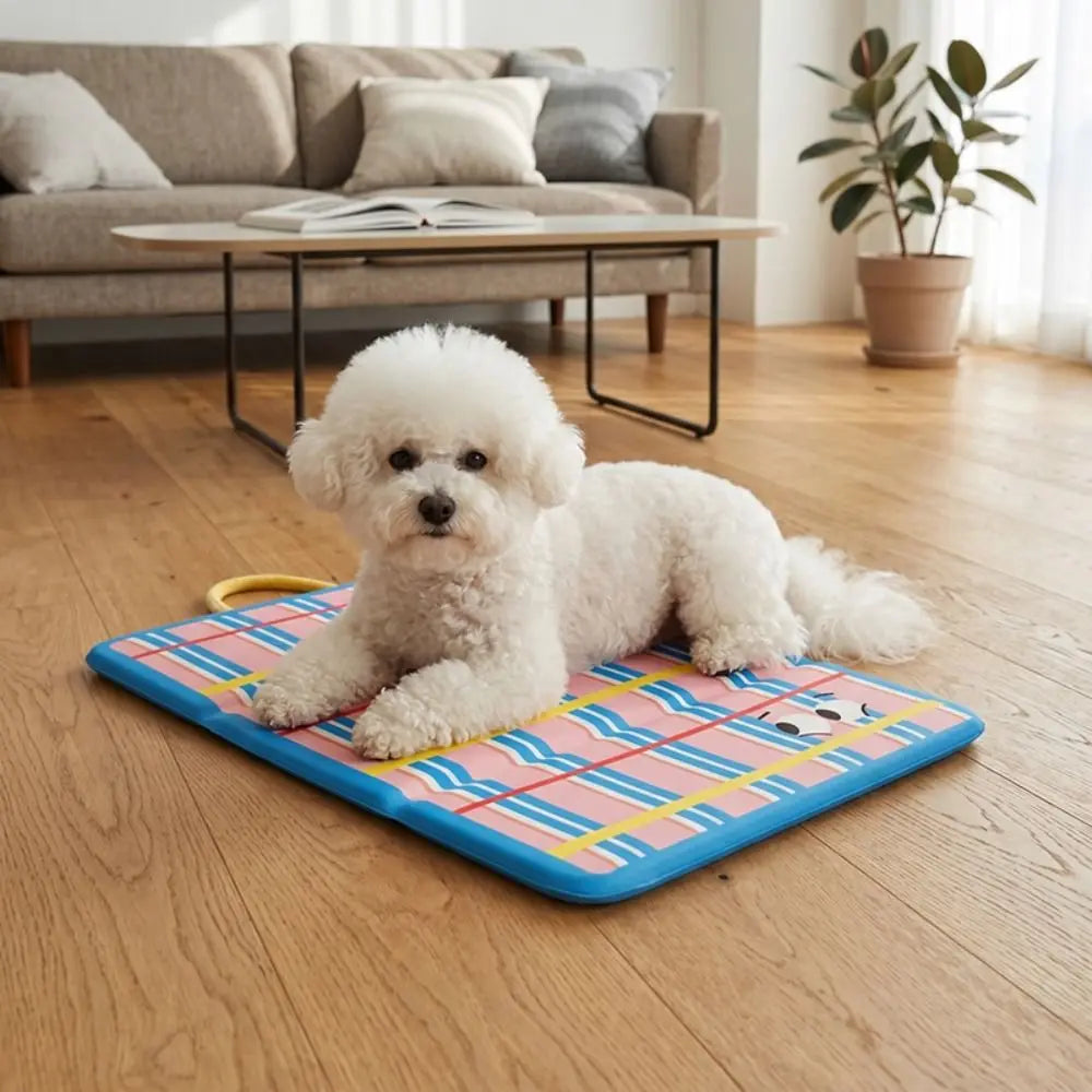 tapis imperméable antidérapant animaux rayures yeux violet vert jaune bleu moderne anneaux transport