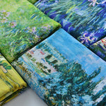 tissu imprimé coton biodegradable 145x50cm paysages fleurs abstrait impressionniste vert bleu rose