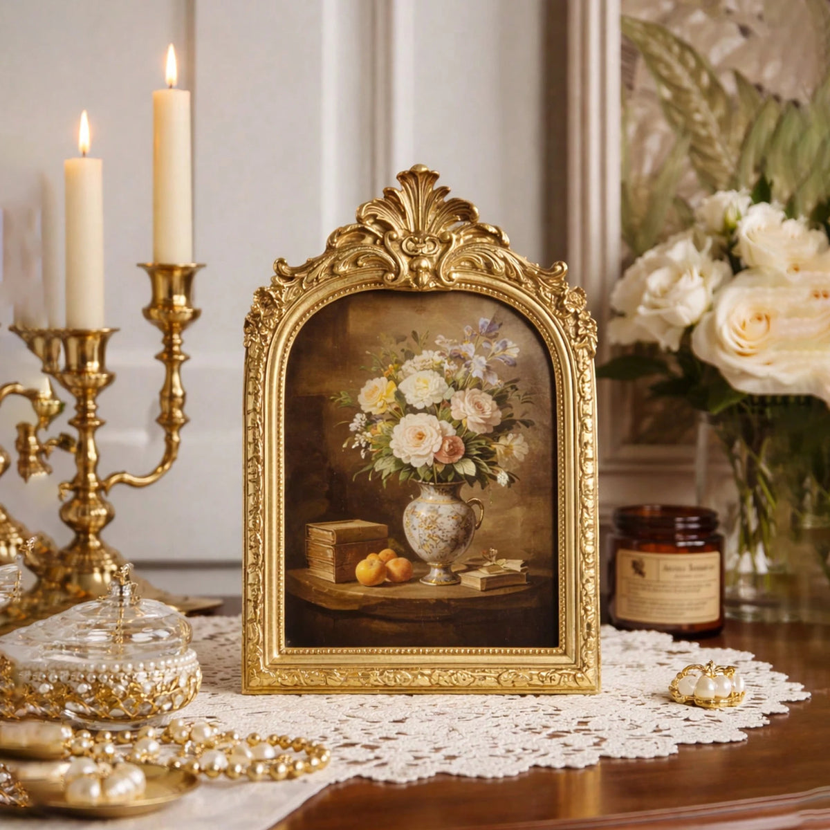 cadres decoratifs or noir classique baroque fleurs paysages portraits details floraux clips vases bougies